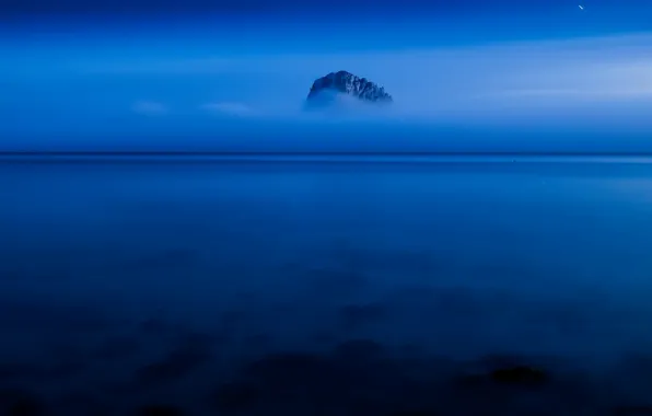 Picture sea, landscape, night, fog, rock