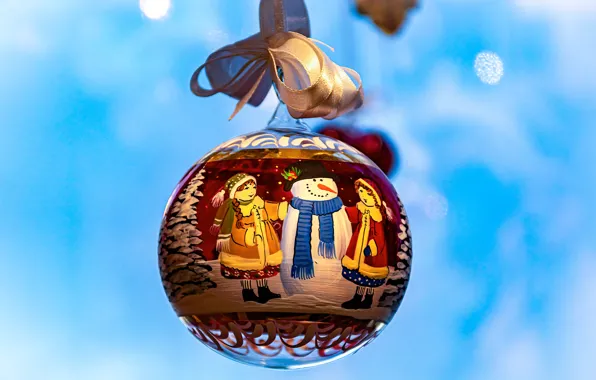 Winter, bright, holiday, girls, figure, ball, Christmas, New year