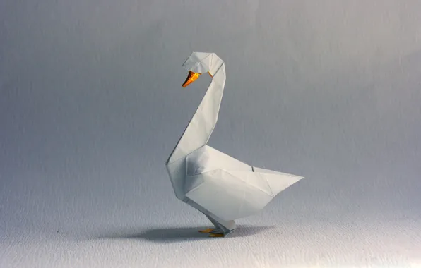 Picture white, grey, shadow, Swan, white, swan, origami, origami