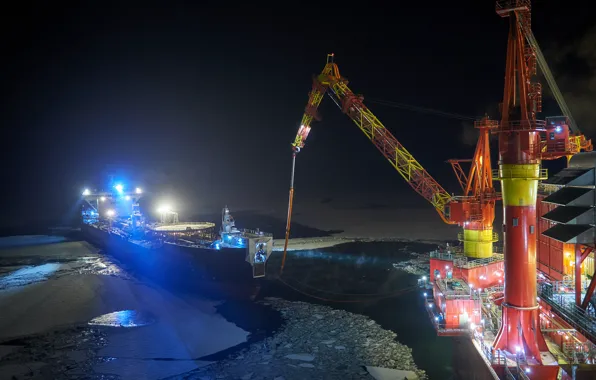 Sea, Ship, The ship, Tanker, Platform, Prirazlomnaya