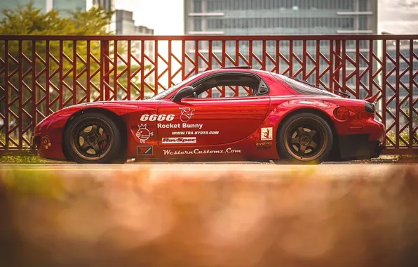 Picture car, red, tuning, Mazda rx7, rx 7