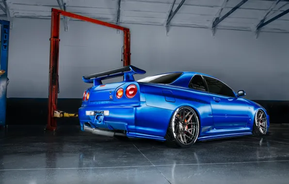 GT-R, Rear view, R34, TOYO TIRES