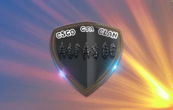 Rays, metal, letters, game, glow, shield, blurry, clan