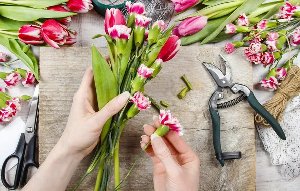 Tulips, flowers, tulips, spring, workplace, clove, florist