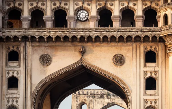 Picture watch, India, mosque, Hyderabad, Charminar