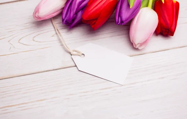 Picture flowers, bouquet, colorful, tulips, red, white, wood, flowers