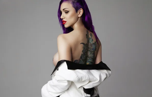Chest, look, hair, Girl, tattoo, shoulders, Nikolay Khvatov, Octokuro