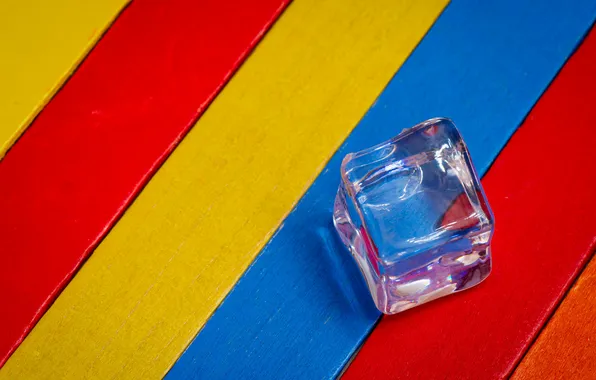 Macro, Board, ice, colorful, ice cube