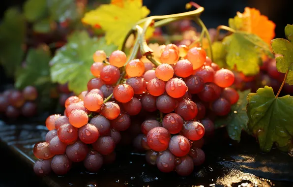 Leaves, nature, harvest, grapes, vineyard, hang, bunches of grapes, bunch of grapes