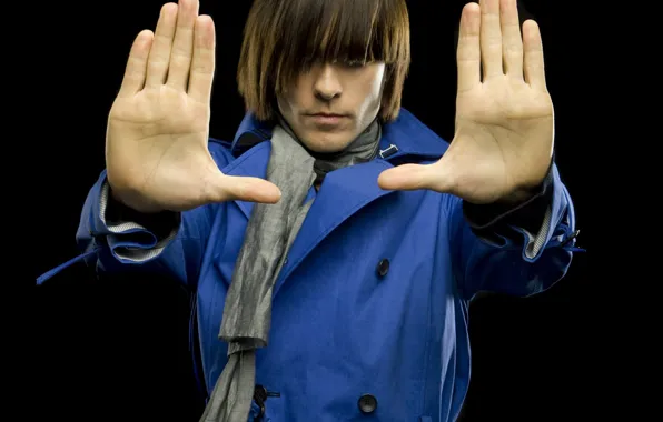 Style, haircut, palm, Jared Leto, Jared Leto, grey scarf, blue coat