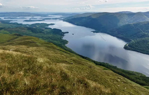 Picture mountains, river, Scotland, panorama, Loch Lomond, Trossachs National Park