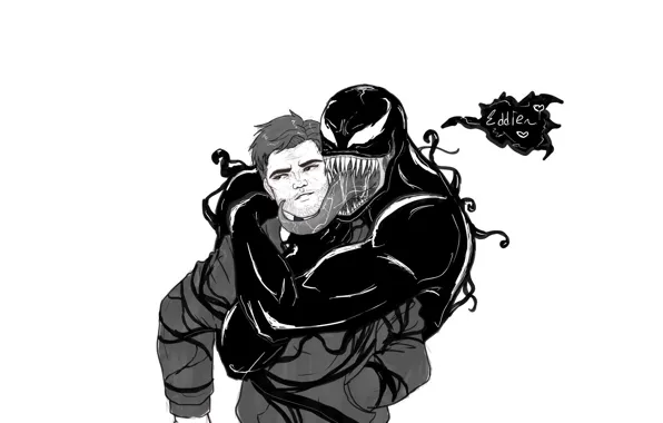 Love, background, minimalism, art, two, Venom, Venom, Eddie Brock