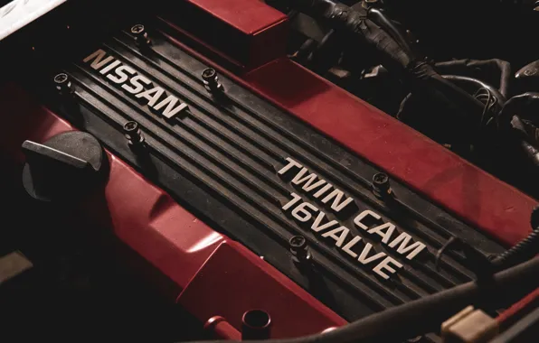 Nissan, red, silvia, s13, 200sx, engine, nissan 200 sx, ca18det