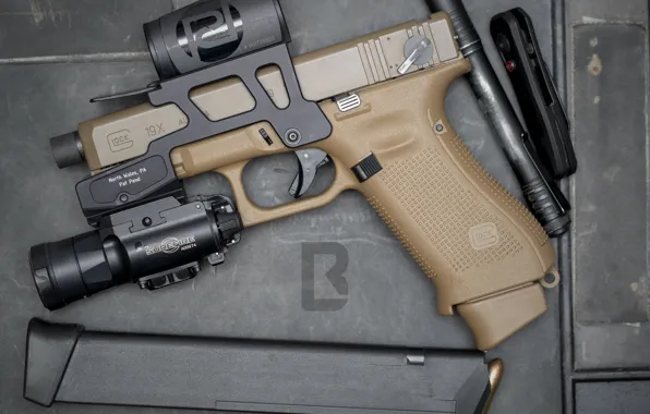 Gun, flashlight, G19