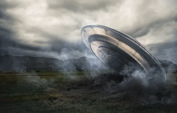 Picture spaceship, UFO, alien intelligence, plane crash