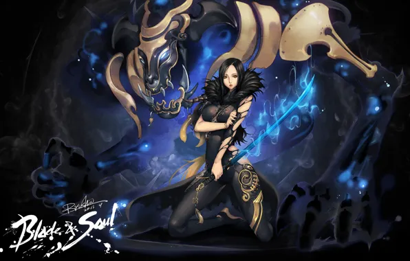 Picture girl, sword, the demon, Blade&ampamp;Soul