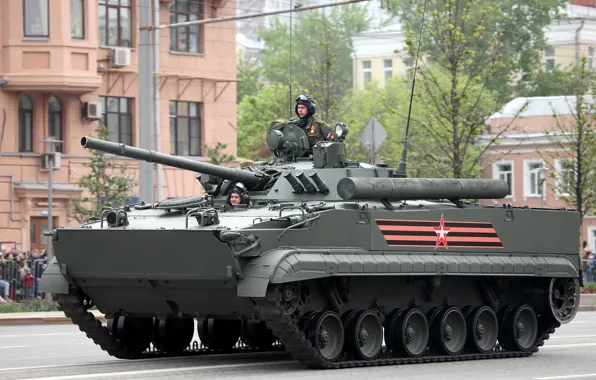 Street, infantry fighting vehicle, The BMP-3, The armed forces of Russia, preparing for Victory Parade