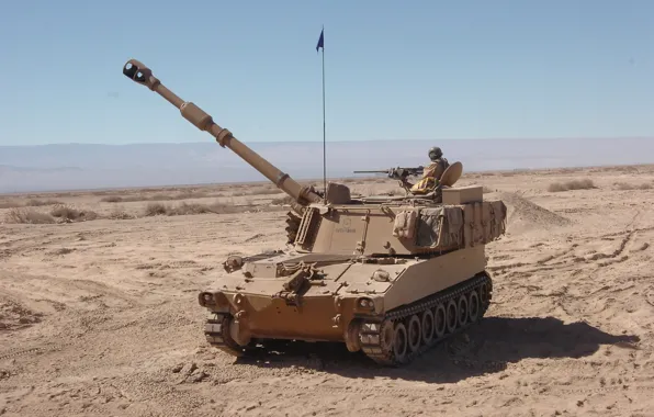 Picture desert, installation, self-propelled, artillery, (SAU), M109