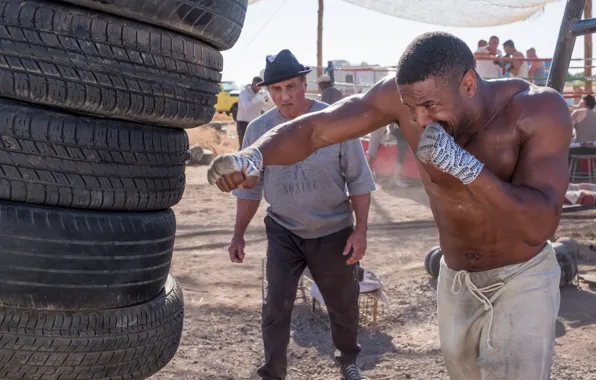 Pose, street, Boxing, Sylvester Stallone, Sylvester Stallone, Michael B. Jordan, Michael B. Jordan, Creed 2