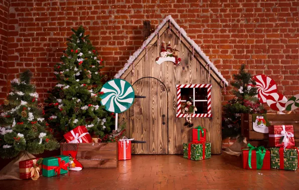 Decoration, room, toys, tree, New Year, Christmas, gifts, house