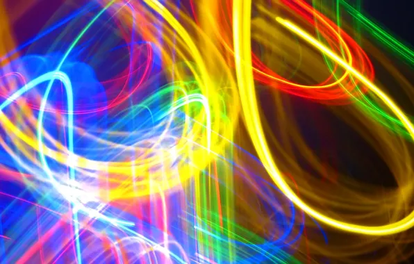 Rays, light, pattern, color, rainbow, orbit, fractal