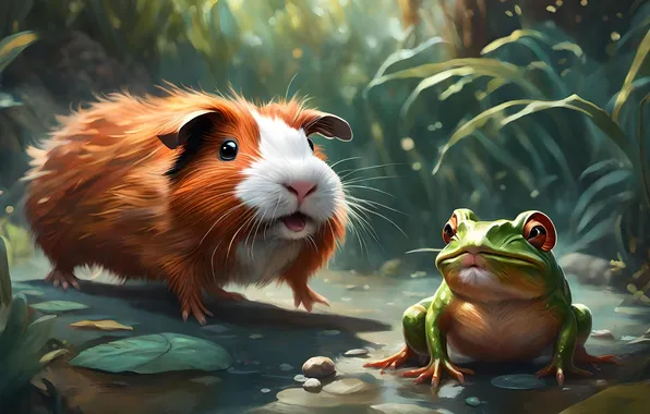 Animals, nature, frog, Guinea pig