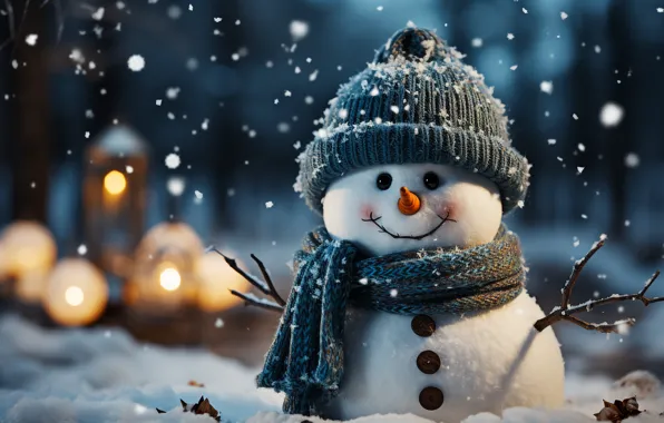 Picture snowman, New Year, snow, snow, winter, happy, Christmas, snowman