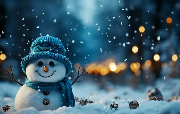 Winter, snow, Christmas, New year, snowman, Christmas, winter, snow