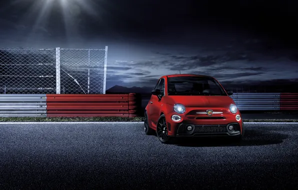 Red, Car, Abarth, Front, 595, 2017, Pista