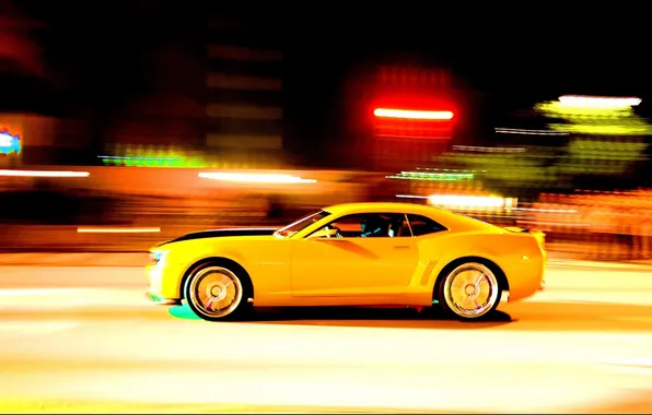 Yellow, speed, Camaro, Camaro
