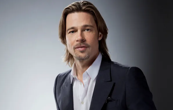 Actor, male, Brad Pitt, Brad Pitt, grey background, producer