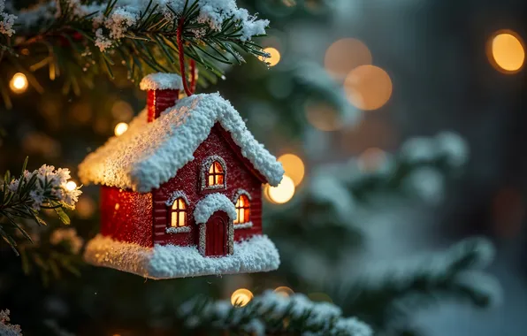 Picture decoration, toy, tree, Christmas, New year, house, Christmas, tree