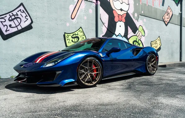 Picture Ferrari, Sportcar, Blue, Graffiti