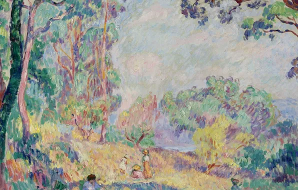 Nature, picture, Henri Lebasque, Henri Lebacq, Landscape with Young Women and Girls