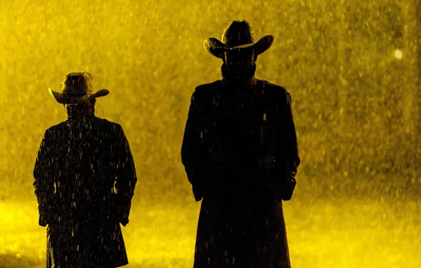 Horror, rain, hat, yellow, man, angels, supernatural, cowboy