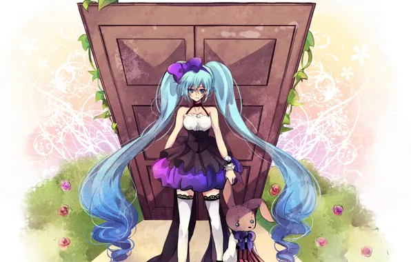Picture anime, dress, Vocaloid, Miku, plush Bunny