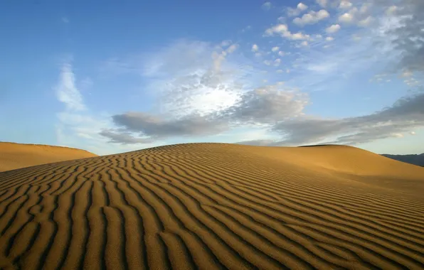 Clouds, desert, Sand