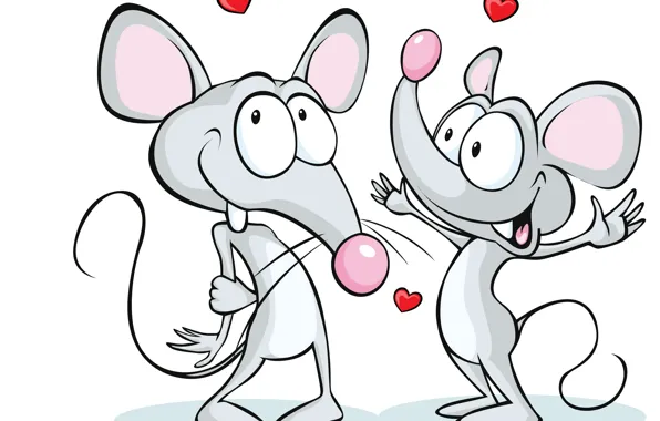 Picture hearts, white background, hearts, white background, lovers of the mouse, the lovers of the mouse