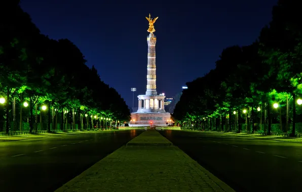 Night, Germany, night, Berlin, germany, berlin, Victory Column