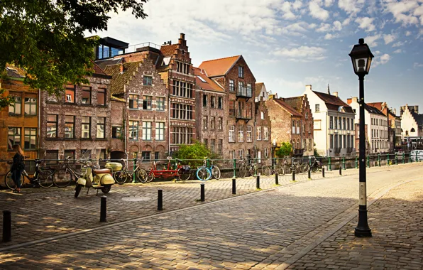 Picture street, lantern, Belgium, Ghent