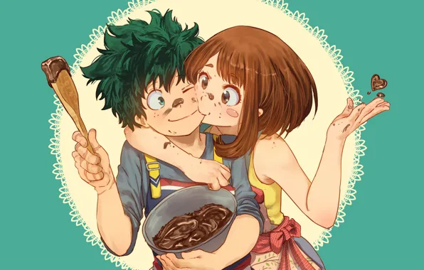 Girl, romance, chocolate, pair, guy, two, My Hero Academia, Boku No Hero Academy