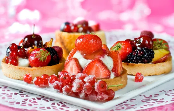 Cherry, berries, raspberry, strawberry, dessert, currants, cakes, BlackBerry