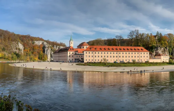 Picture photo, The city, River, Germany, Bayern, The monastery, Danube, Weltenburg Abbey