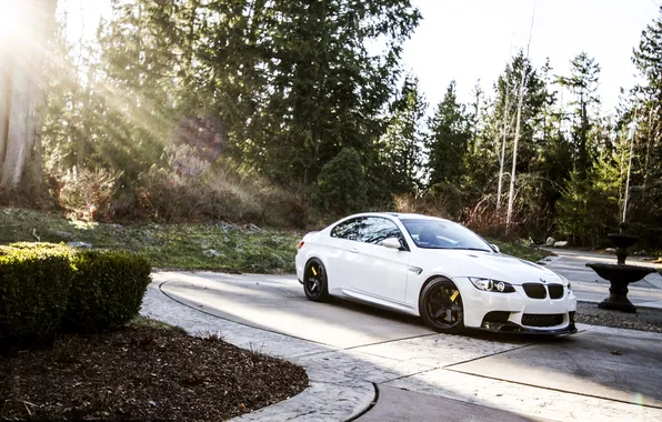 Road, white, lights, BMW, BMW, white, e92