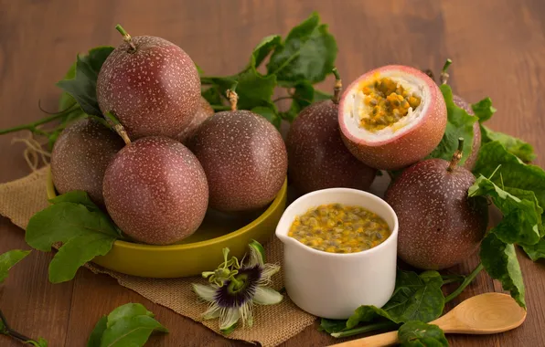 Picture flowers, fruit, exotic, passionflower, passion fruit