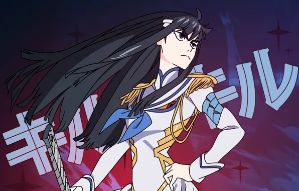 Look, long hair, arm, jacket, kill la kill, epaulettes, satsuki kiryu I, smash slash