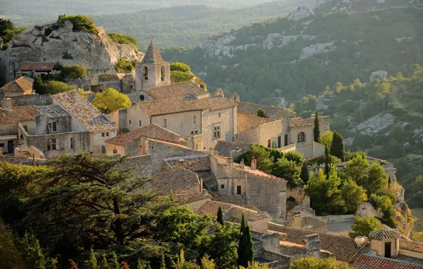 Mountains, France, town, France, Provence, Midi-Pyrenees, Les Baux-de-Provence
