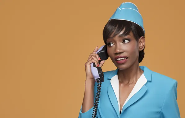 Girl, black, aircraft, woman, retro, call, air, costume