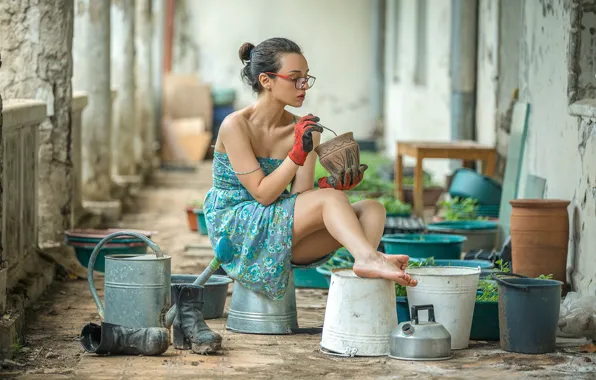 Dress, legs, Georgia, Bessarion Chakhvadze, flower girl
