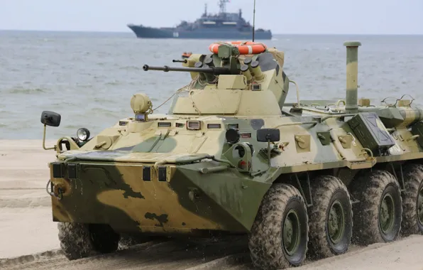 Sea, Ship, Army, Navy, Military, Russia, BTR-82, Baltic